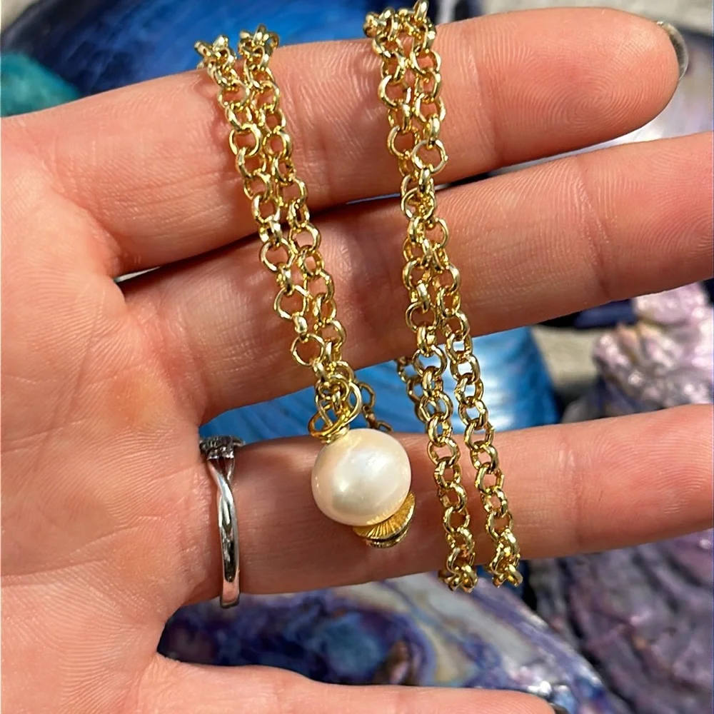 Solitaire pearl necklace #6 - Picture 7 of 8